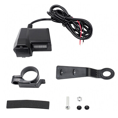 Punjač za motocikle Digitalni mjerač napona Dual USB utičnica s upaljačem 3.4 A Quick Charge 3.0 10-24V Prekidač ON/OFF