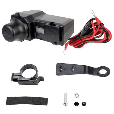 Punjač za motocikle Digitalni mjerač napona Dual USB utičnica s upaljačem 3.4 A Quick Charge 3.0 10-24V Prekidač ON/OFF