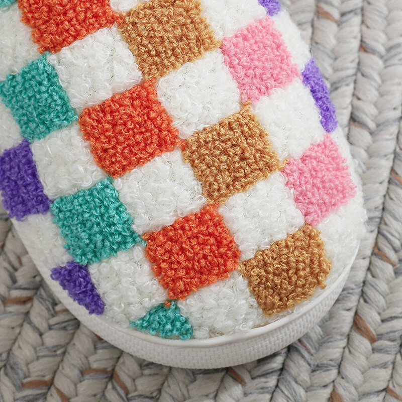 Dugine karirane papuče za par Lagani mekani potplat Zimske kućne papuče Ženske unutrašnje spavaće sobe Ravne neklizajuće plišane tobogane