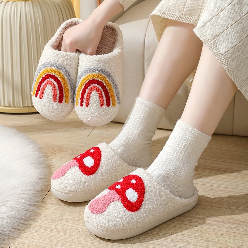 Rudens žiema Moteriškos vidaus šlepetės Vyriškos medvilnės neslystančios minkštos šiltos šlepetės Namų avalynė Pora Moteriška Paprasta pliušinė šlepetė