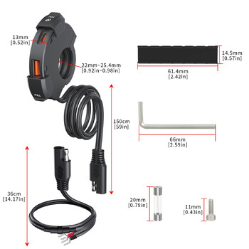 48W Бързо зареждане PD+QC3.0 Зарядно за телефон Мотоциклетно USB гнездо Водоустойчива скоба за монтаж на кормилото 12V-24V Захранващ адаптер