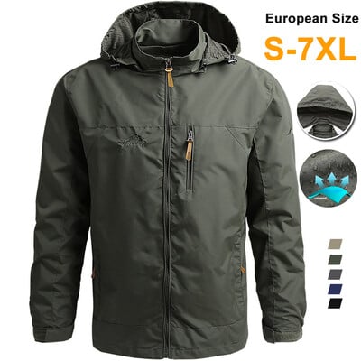 Αντρικό τζάκετ Tactical Windbreaker Αδιάβροχο παλτό εξωτερικού χώρου με κουκούλα Sports European Size S-7XL Field Climbing Thin Outwear