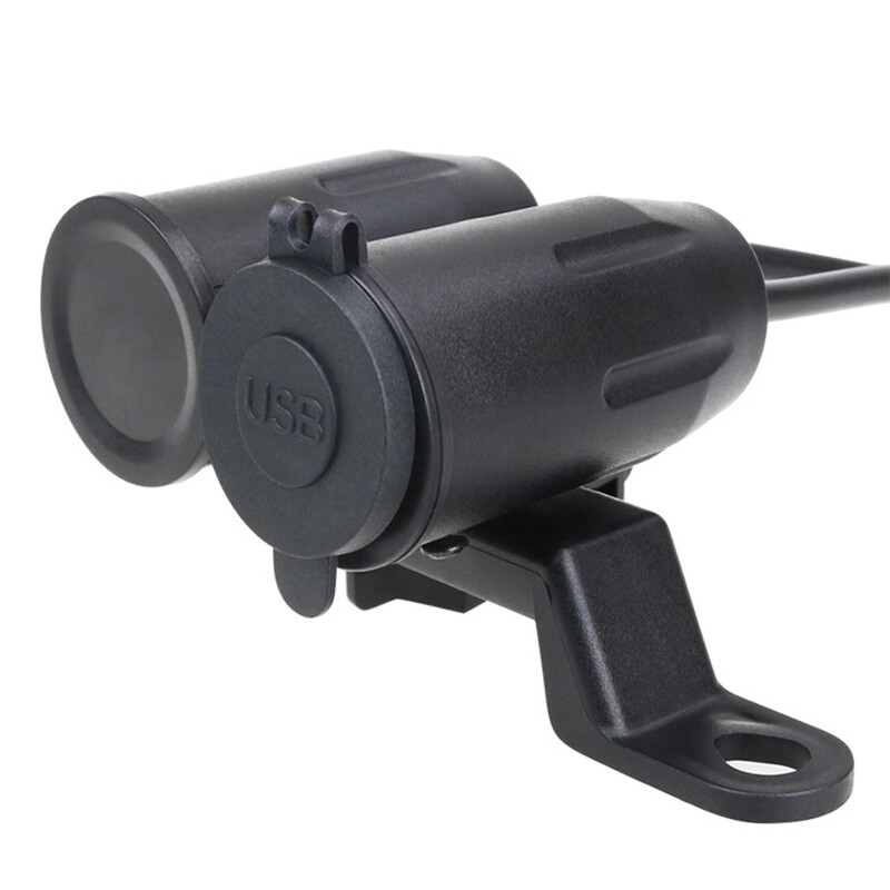 Priză USB Autocycle Port USB dublu Încărcător pentru motociclete Priză de alimentare cu voltmetru Termometru 3.1A Priză pentru încărcător pentru telefon mobil