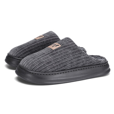 Vīriešu liela izmēra mājas Neslīdošas siltas iekštelpu kokvilnas čības Pelēkas Ērtas, mīkstas, ādai draudzīgas apavu plīša gumijas zole