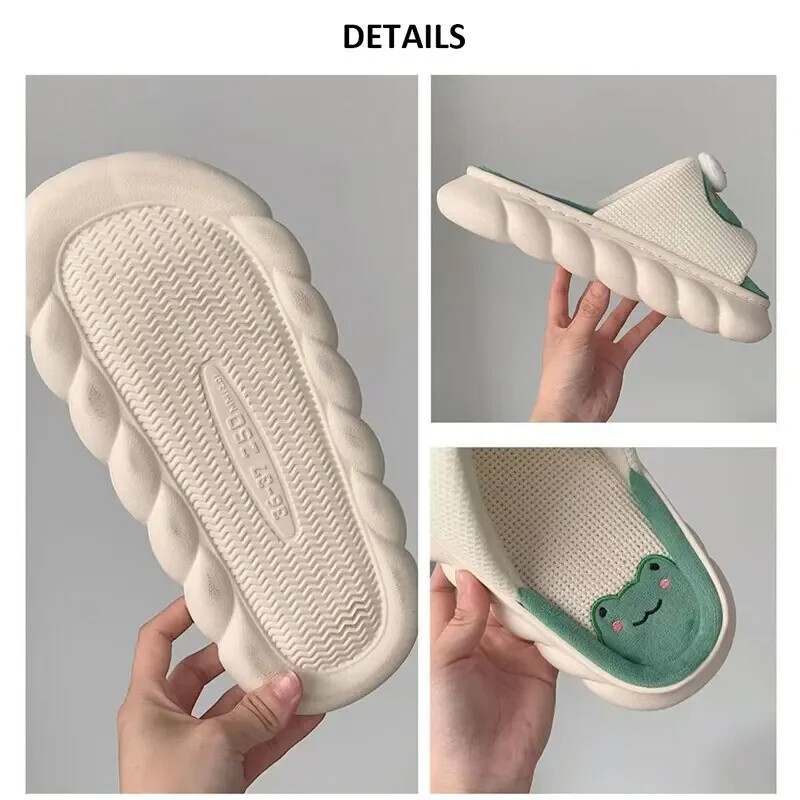 Papuci cu broaște din desene animate pentru femei, iarnă, caldă, pentru interior, tobogane pentru acasă, lenjerie, talpă groasă, papuci pentru cuplu, dormitor, pantofi anti-alunecare, sandale