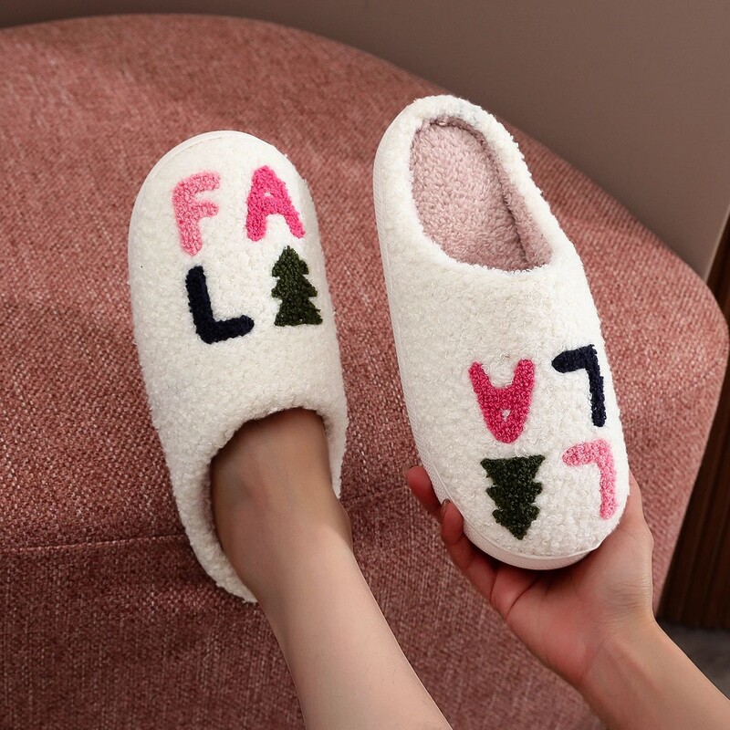 Zimski namještaj za dom FA pamučne papuče s uzorkom božićnog drvca protiv klizanja vunene pamučne papuče s debelim potplatom