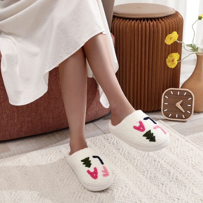 Zimski namještaj za dom FA pamučne papuče s uzorkom božićnog drvca protiv klizanja vunene pamučne papuče s debelim potplatom