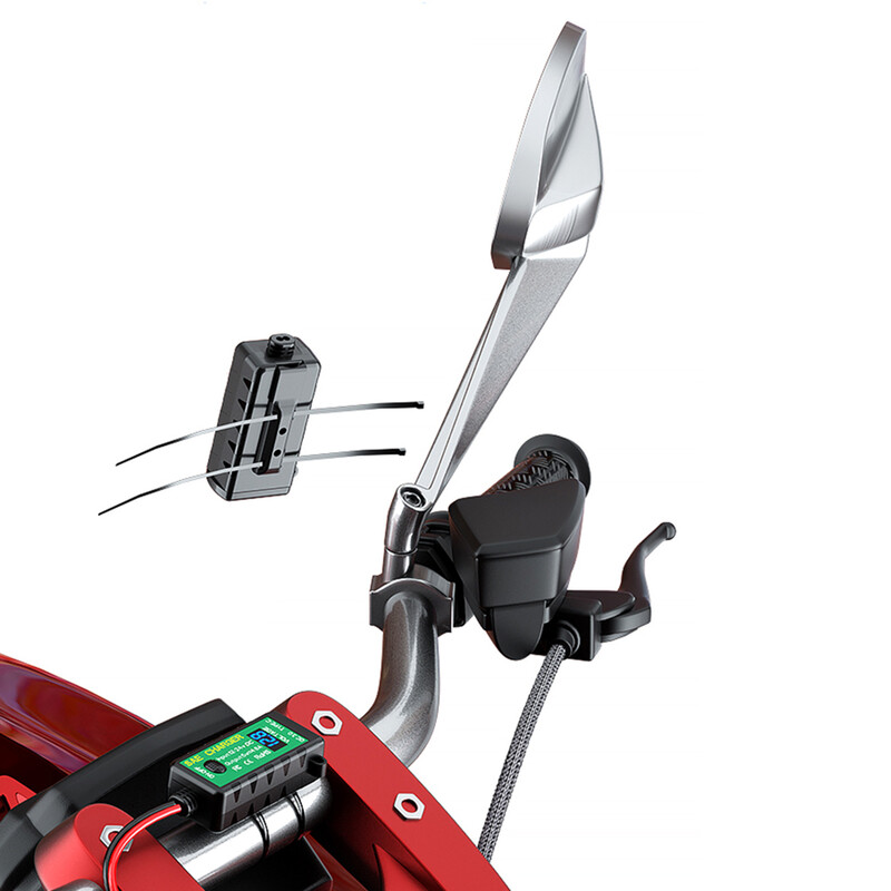 Ar voltmetra ieslēgšanas/izslēgšanas slēdzi 3.1A/4.8A TYPE-C motocikla USB lādētājs tālrunim 12V SAE uz Dual USB ātrās uzlādes adapteri