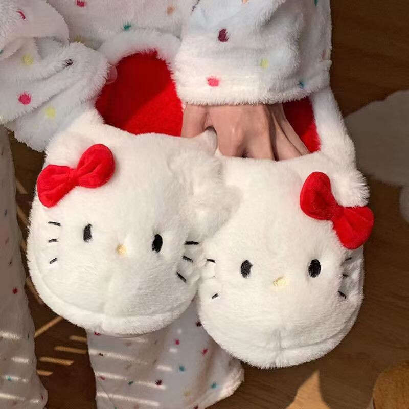 Papuci Sanrio Hello Kitty Anime drăguț student papuci de pluș din bumbac Decor pentru cameră Accesorii pentru baie Pantofi din bumbac Y2K Cadou Kawaii