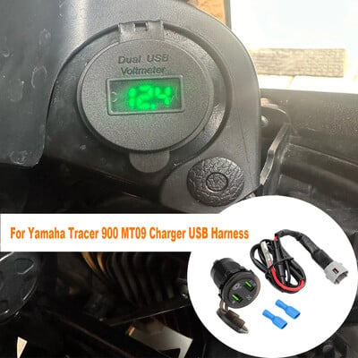 За Yamaha Tracer 900 MT09 FZ09 QC3.0 Dual USB Мотоциклетно зарядно щепсел Адаптер Plug&Play Допълнителен порт с кабелни части