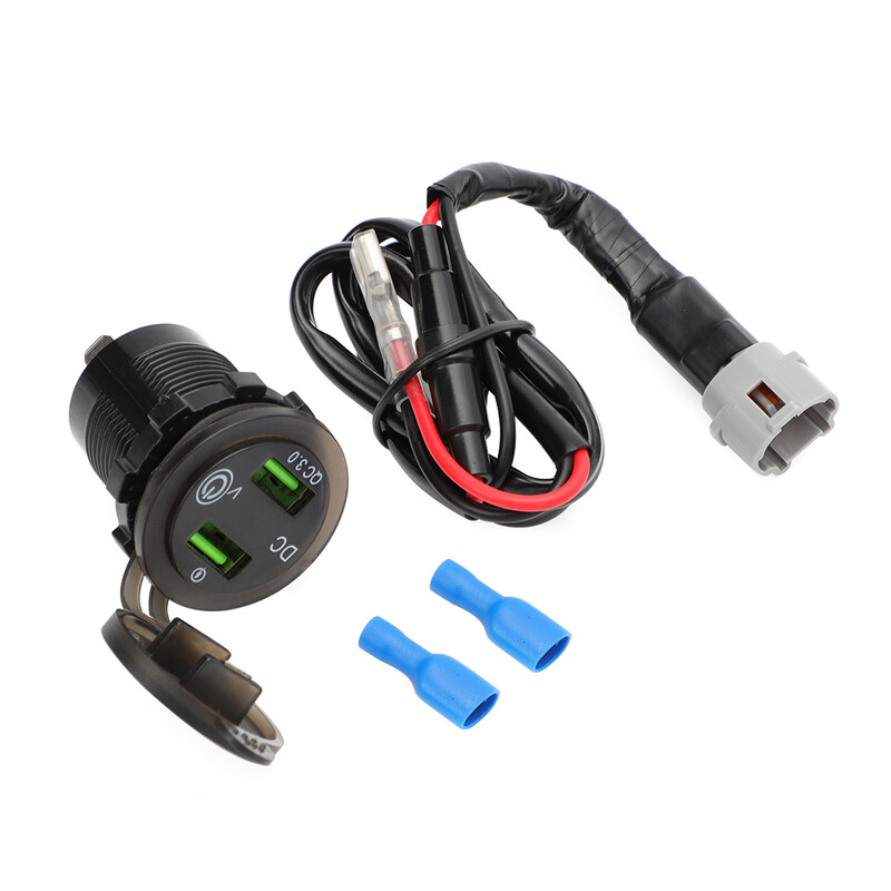Pentru Yamaha Tracer 900 MT09 FZ09 QC3.0 Dual USB Încărcător pentru motociclete Adaptor priză Plug&Play Port auxiliar cu piese de cablu