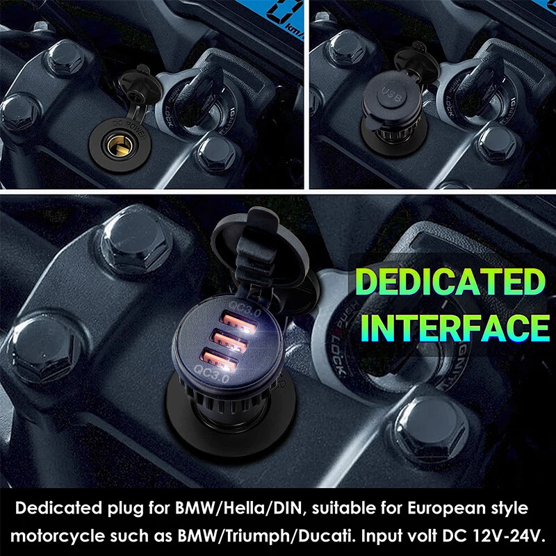 Προσαρμογέας φορτιστή μοτοσικλέτας για BMW Πρακτικά χρήσιμα αξεσουάρ μοτοσικλέτας QC3.0 USB ανθεκτικό ολοκαίνουργιο