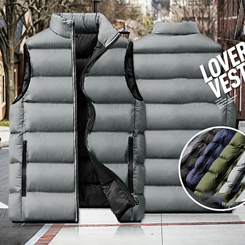 Džemperis Ziemas Vīriešu Veste Parkas Kokvilnas ikdienišķs statīvs bez piedurknēm biezs apģērbs vienkrāsains veste jaka vīriešiem