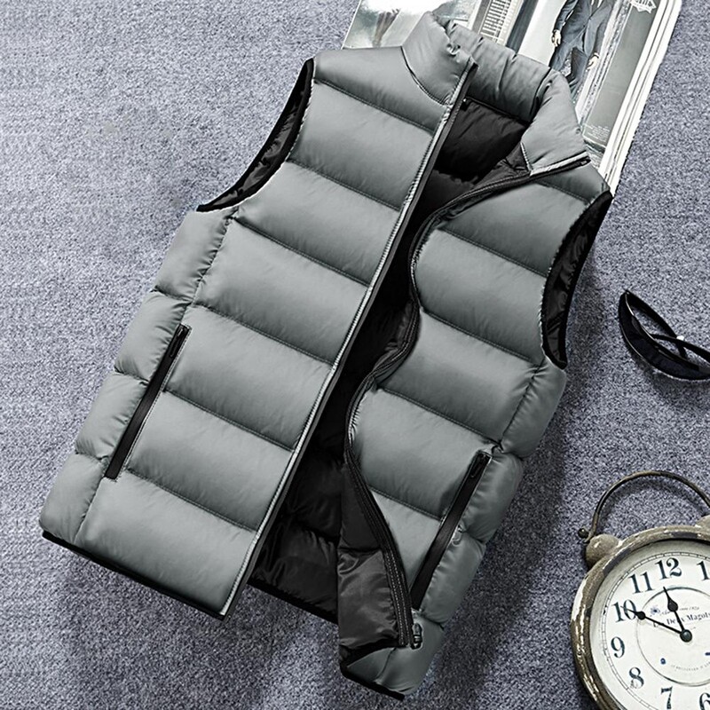 Džemperis Ziemas Vīriešu Veste Parkas Kokvilnas ikdienišķs statīvs bez piedurknēm biezs apģērbs vienkrāsains veste jaka vīriešiem