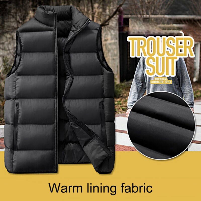 Džemperis Ziemas Vīriešu Veste Parkas Kokvilnas ikdienišķs statīvs bez piedurknēm biezs apģērbs vienkrāsains veste jaka vīriešiem