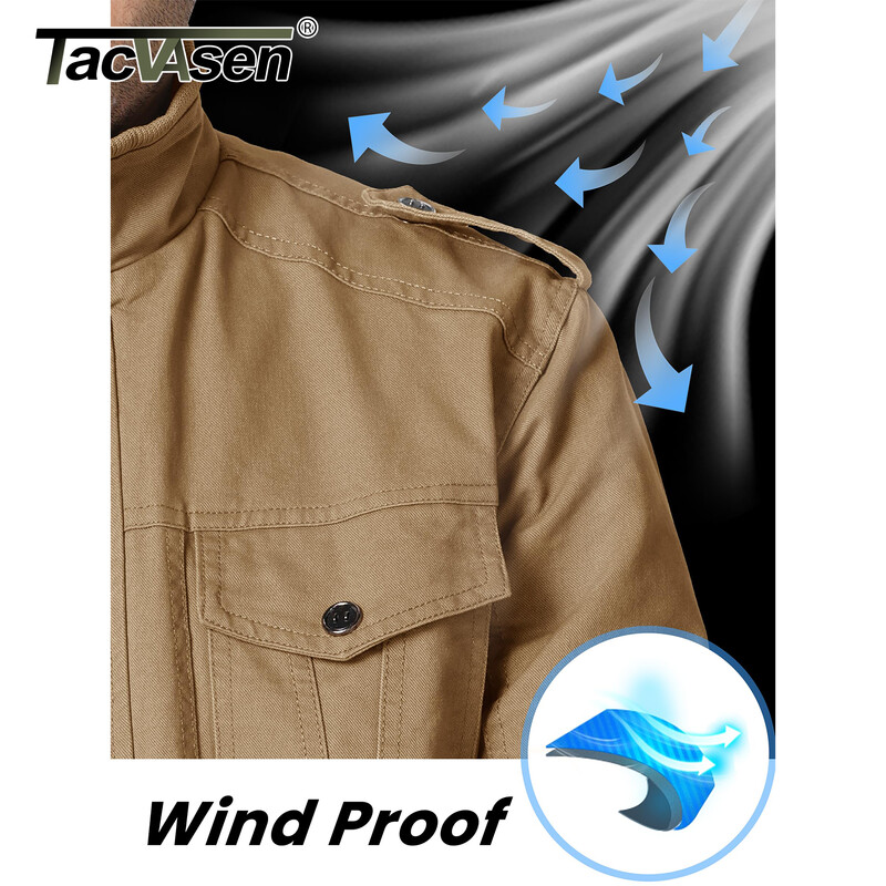 TACVASEN Jachetă cargo cu fermoar complet pentru bărbați, retro, cu guler, pentru pilot, primăvară, toamnă, ușoară, bomber, îmbrăcăminte casual