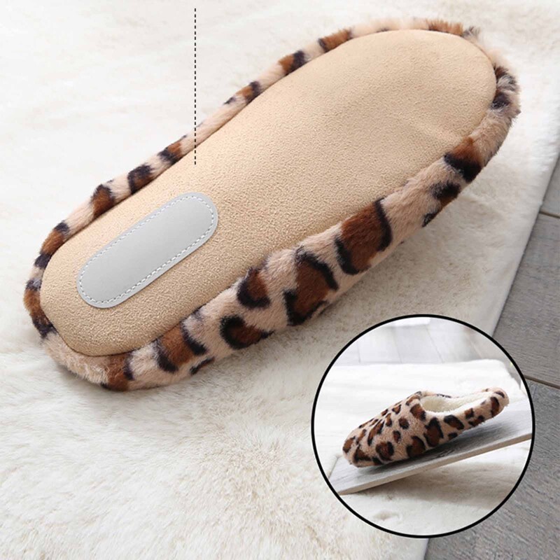 Ženske zimske tople papuče Cipele iz crtića Leopard plišane tobogane Okrugle prste Ravne cipele za kućnu spavaću sobu Podne papuče Ženske cipele