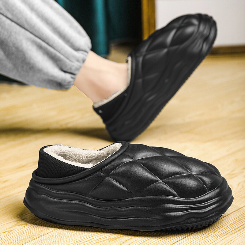 Ziemas silti Vīriešu Kokvilnas Čības Sandales Plīša Čības Slīdkalniņi Āra Iekštelpu Ūdensizturīgi Neslīdoši Apavi Vīriešu Mājai Siltas Čības