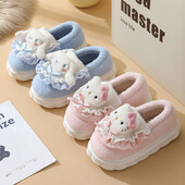 Pantofi dulci din bumbac Femei Iarna Acasă Talpă groasă Desene animat Papuci anti-alunecare Interior Confortabil Kuromi Hello Kitty