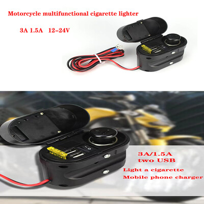 Motocikla 12V Dual USB ātrā lādētāja Voltmetra digitālais pulkstenis Modificēts cigarešu šķiltavas ūdensnecaurlaidīgas ligzdas piederumi