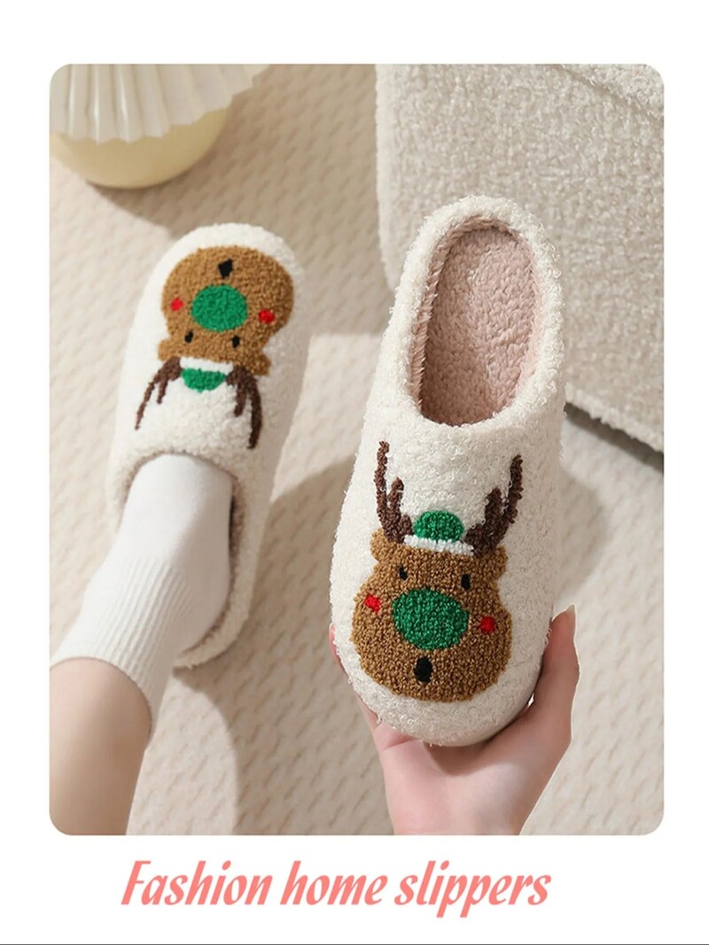 Modes ziemas siltas mājas čības sievietēm Pāris iekštelpu aļņiem skaistas čības Brieža raksta sieviete Vieglas neslīdošas čības