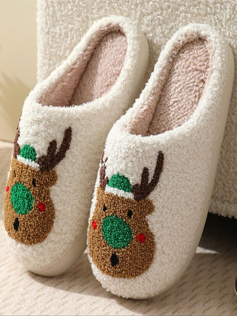 Modes ziemas siltas mājas čības sievietēm Pāris iekštelpu aļņiem skaistas čības Brieža raksta sieviete Vieglas neslīdošas čības