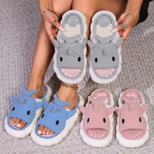 Pamučne lanene papuče s platformom Ženske kućne 2024. Proljeće Ležerne dizajnerske cipele iz crtića Djevojke Ravna kuća Slatke tobogane Par Otvoreni prsti