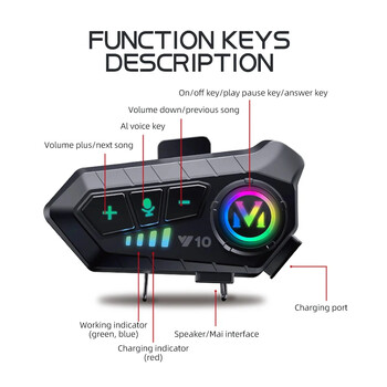 Y10 Мотоциклетна каска Слушалки Bluetooth 5.3 Voice Contro Мотоциклетни безжични слушалки за говорене Водоустойчиви