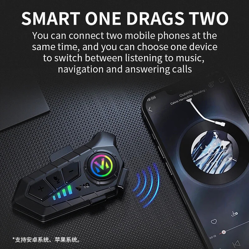 Y10 motociklu ķiveres austiņas Bluetooth 5.3 Voice Control Motocikla bezvadu praktiskas runājošas austiņas, ūdensizturīgas