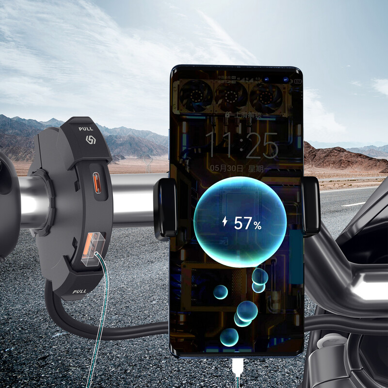 Încărcător USB pentru motocicletă QC3.0 Încărcător tip C, Suport de montare pentru ghidon, Încărcător pentru telefon Moto, Adaptor priză 12/24V