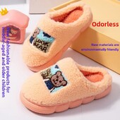 Jaunums bērniem Modes kokvilnas čības iekštelpu lietošanai mājās vīriešiem, sievietēm, bērniem, biezinātas plīša ziemas siltas kokvilnas čības