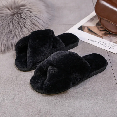Ležérne plyšové papuče s krížovými remienkami pre ženy, vnútorné domáce použitie, bavlnené papuče, Amazon, cezhraničná podrážka Tpr, letná sezóna