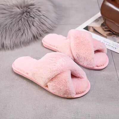 Ležérne plyšové papuče s krížovými remienkami pre ženy, vnútorné domáce použitie, bavlnené papuče, Amazon, cezhraničná podrážka Tpr, letná sezóna