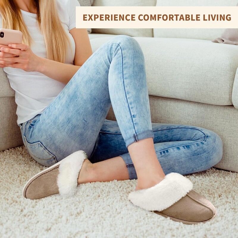Ženske tople papuče s lepršavom podstavom Ženske zimske kućne plišane papuče od memorijske pjene Tople neklizajuće kućne papuče