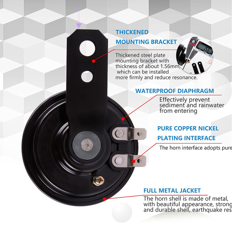 Universālie motociklu elektriskie skaņas signālierīces Auto skaņas signālierīces Skaļu komplekts 12V 1.5A 105db Ūdensizturīgs apaļš skaļruņu skaļruņi Aksesuāri