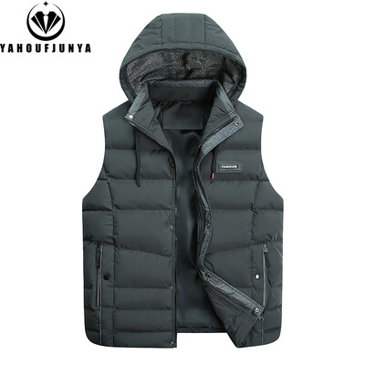 Vīriešu rudens bezpiedurkņu vilnas kabatas rāvējslēdzējs, cieta silta veste Vīriešu ziemas noņemama kapuce, āra brīvā laika modes veste vīriešu mētelis