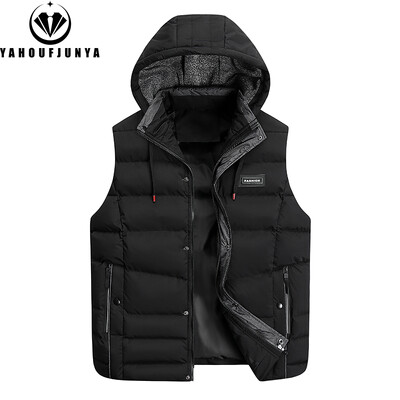 Vīriešu rudens bezpiedurkņu vilnas kabatas rāvējslēdzējs, cieta silta veste Vīriešu ziemas noņemama kapuce, āra brīvā laika modes veste vīriešu mētelis