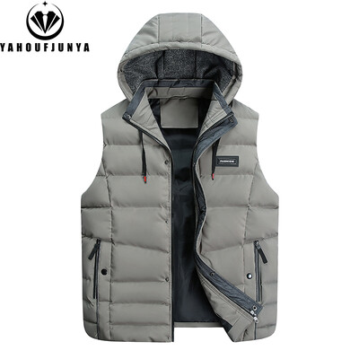 Vīriešu rudens bezpiedurkņu vilnas kabatas rāvējslēdzējs, cieta silta veste Vīriešu ziemas noņemama kapuce, āra brīvā laika modes veste vīriešu mētelis