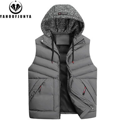 Vīriešu rudens bezpiedurkņu vilnas kabatas rāvējslēdzējs, cieta silta veste Vīriešu ziemas noņemama kapuce, āra brīvā laika modes veste vīriešu mētelis