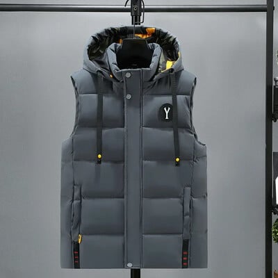 Veste vīriešiem Kokvilnas silta bezpiedurkņu mēteļa cepure noņemama polsterēta ziemas veste Darba apģērbs vīriešu augstas kvalitātes apģērbs 5XL