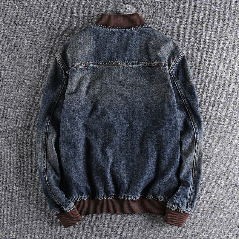 Vīriešu džinsa jaka Vintage Locomotive Džinsi Mētelis Modes Pilot Bomber džinsa virsdrēbju tops vīriešiem