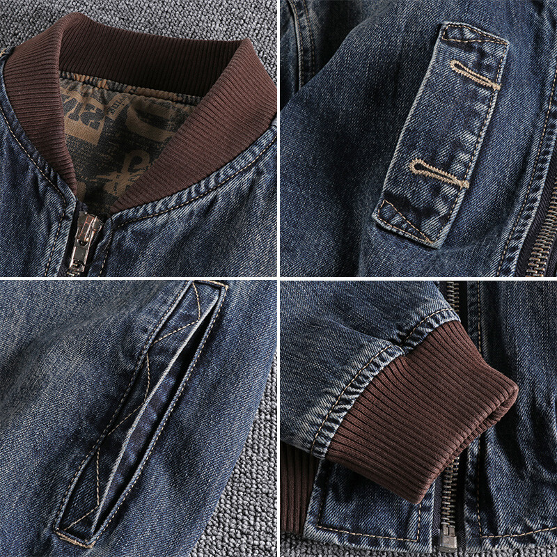 Vīriešu džinsa jaka Vintage Locomotive Džinsi Mētelis Modes Pilot Bomber džinsa virsdrēbju tops vīriešiem