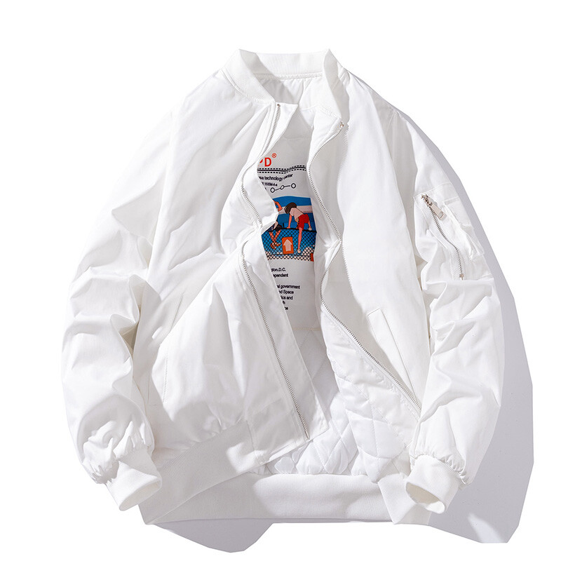 Zimska bombaška jakna Muškarci Ženska Pilotska jakna Ratnog zrakoplovstva Jednobojna modna ležerna bejzbol kaput Muški par Jesen Bijelo Crno Ružičasta