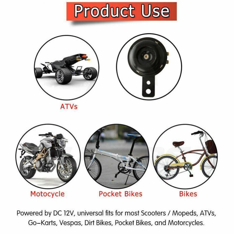 Kit claxon electric universal pentru motociclete 12V 1.5A 105db Difuzoare rotunde cu claxon tare rezistente la apa pentru scooter, ciclomotor, Dirt Bike ATV