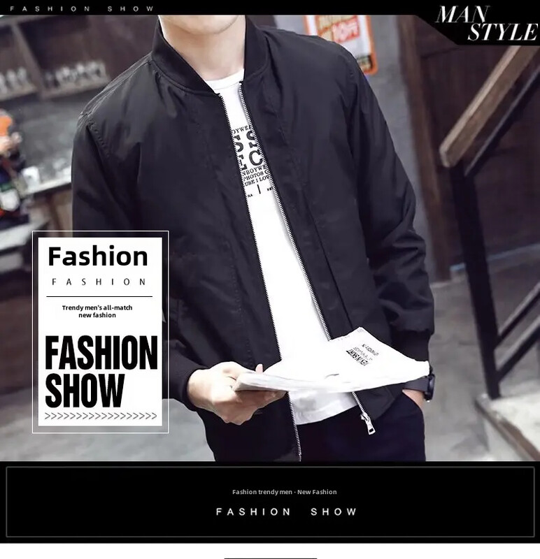 Jachetă bomber pentru bărbați în stil coreean la modă, toamnă iarnă, căptușită cu lână, slim fit, caldă, îngroșată, pentru tineret, ocazional, primăvară