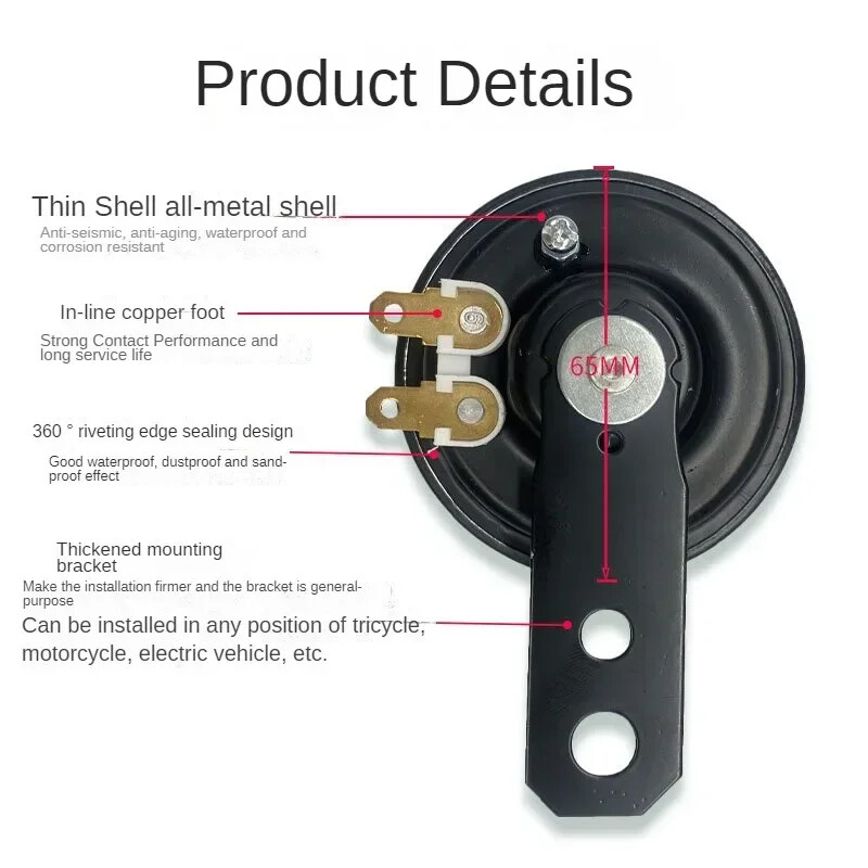 12/24/48V motocyklový klaksón, hlasný píšťalkový reproduktor, elektrická výstražná súprava, motocykel, motocykel, motocykel, príslušenstvo do púta.