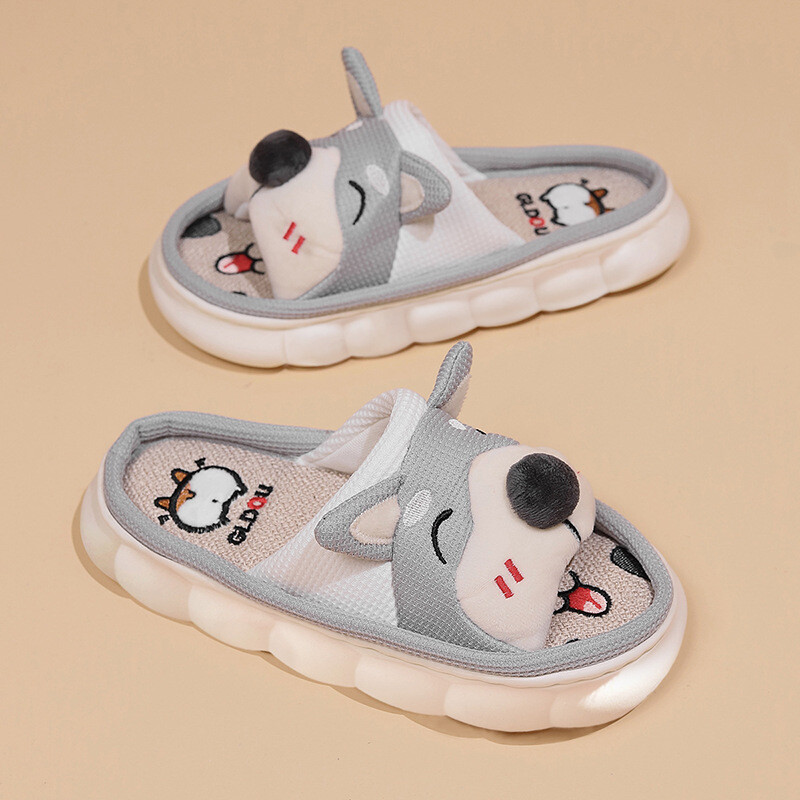 Papuci de casă pentru câini, cu desene animate, pentru femei, cu platformă, cu talpă moale, antiderapante, pentru interior, pentru femei, toamnă, iarnă, papuci de casă confortabili din in
