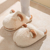 Jaunas plīša mājas čības Cute Ears plīša pāris čības vīriešiem un sievietēm siltas un neslīdošas rudens un ziemas kokvilnas čības