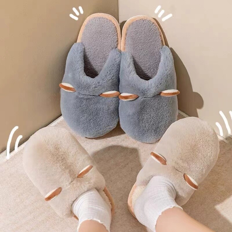 Jaunas plīša mājas čības Cute Ears plīša pāris čības vīriešiem un sievietēm siltas un neslīdošas rudens un ziemas kokvilnas čības