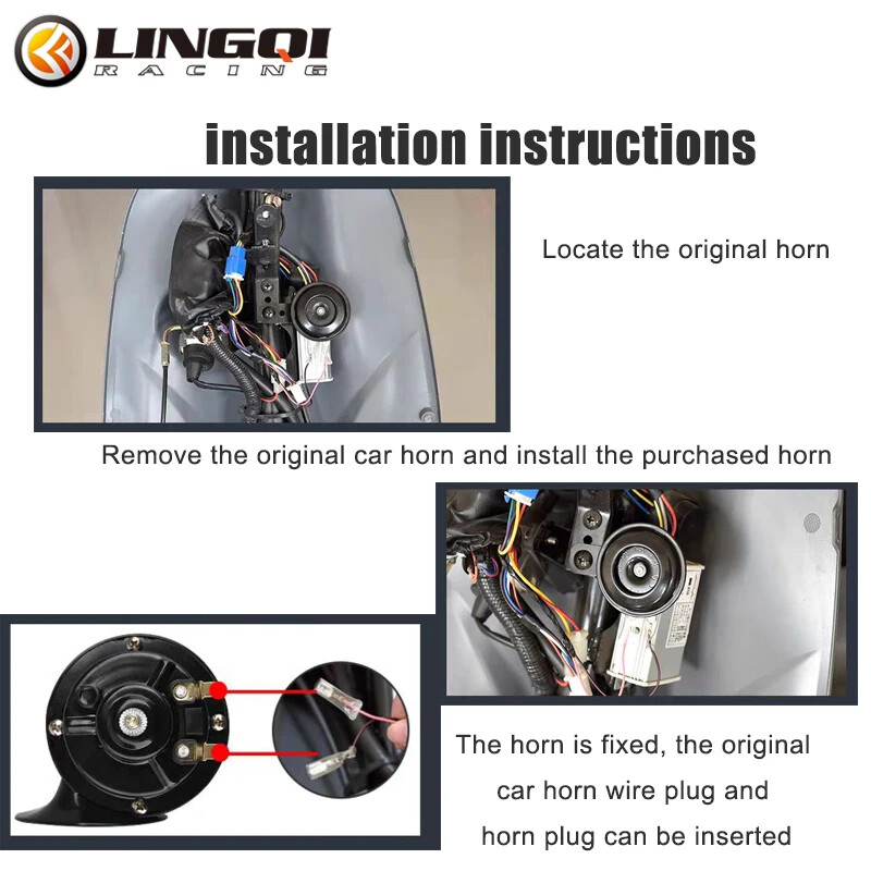 LINGQI RACING Motocikla 12V ūdensnecaurlaidīgs signāltaures skaļrunis, brīdinājuma skaņas signālierīces Pit Dirt Bike motokrosa piederumiem